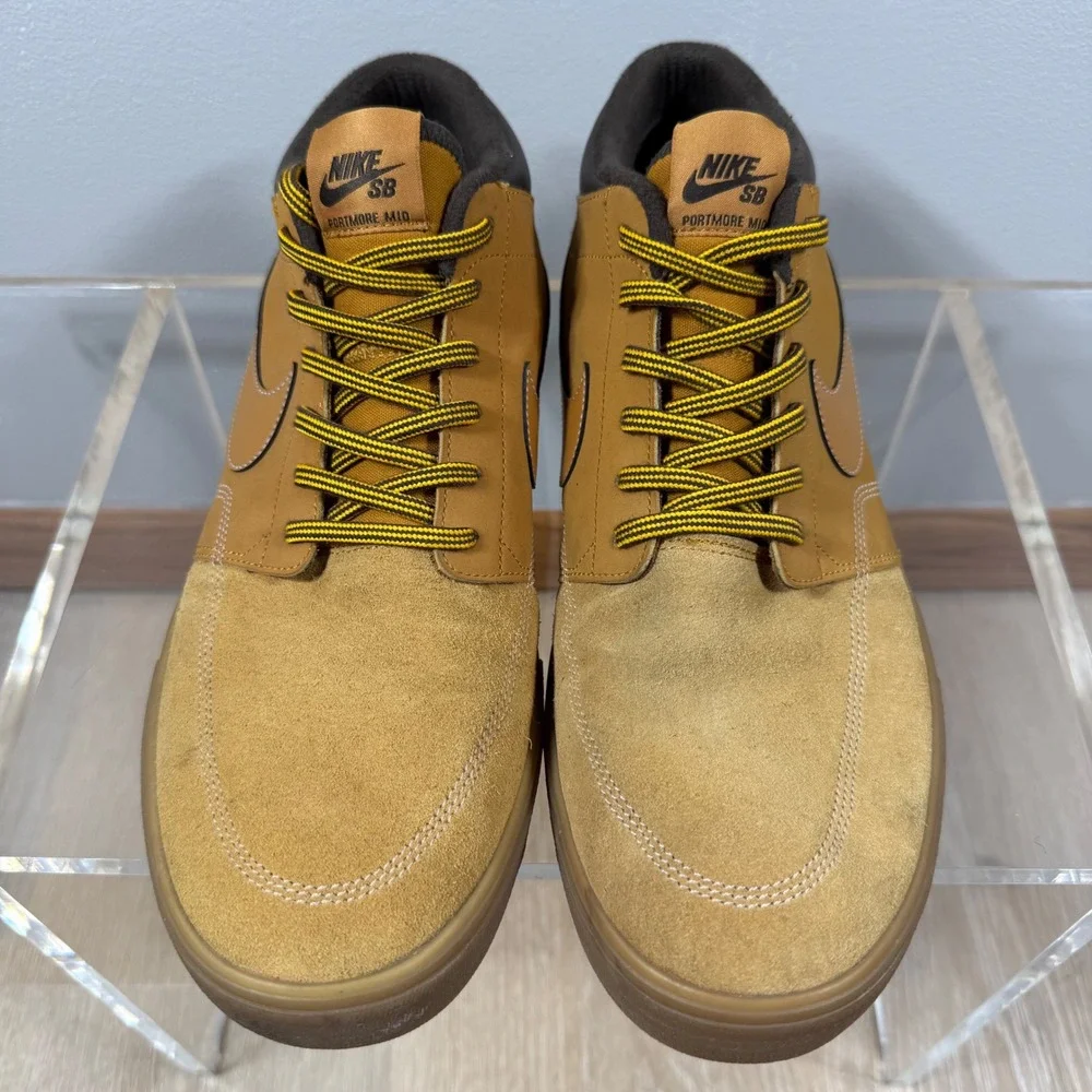 Rare Nike SB Portmore Mid Wheat Brown Sneakers Size 12